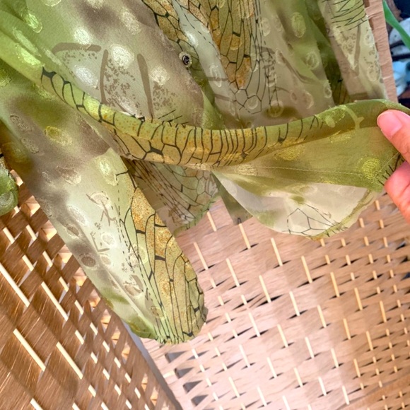 90s Vintage sheer blouse with unique buttons and wild fabric - Picture 5 of 11